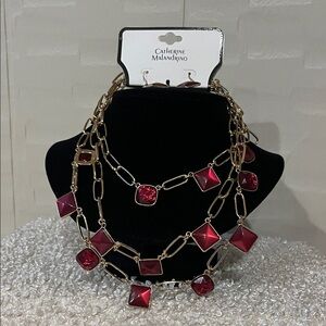 Catherine Malandrino Ruby and Gold Necklace